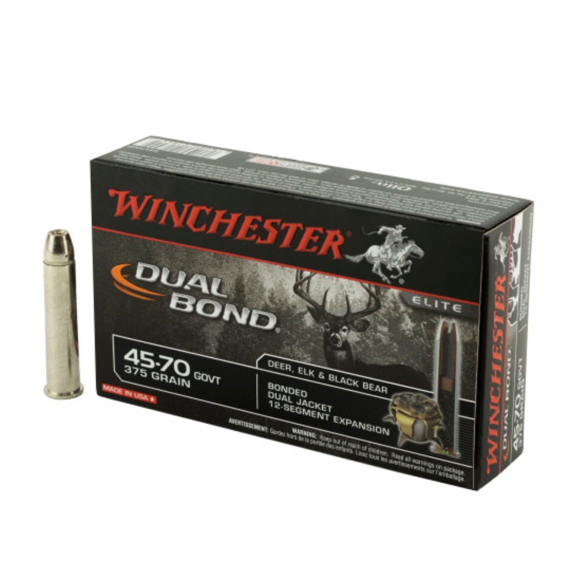 Winchester Dual Bond .45-70 Government 375gr Jacketed Hollow Point 20/Box