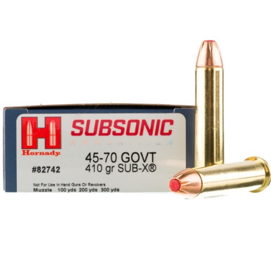 Hornady Subsonic 45-70 Govt Ammo - 20 Rounds of 410 Grain Sub-X Ammunition - Image 3
