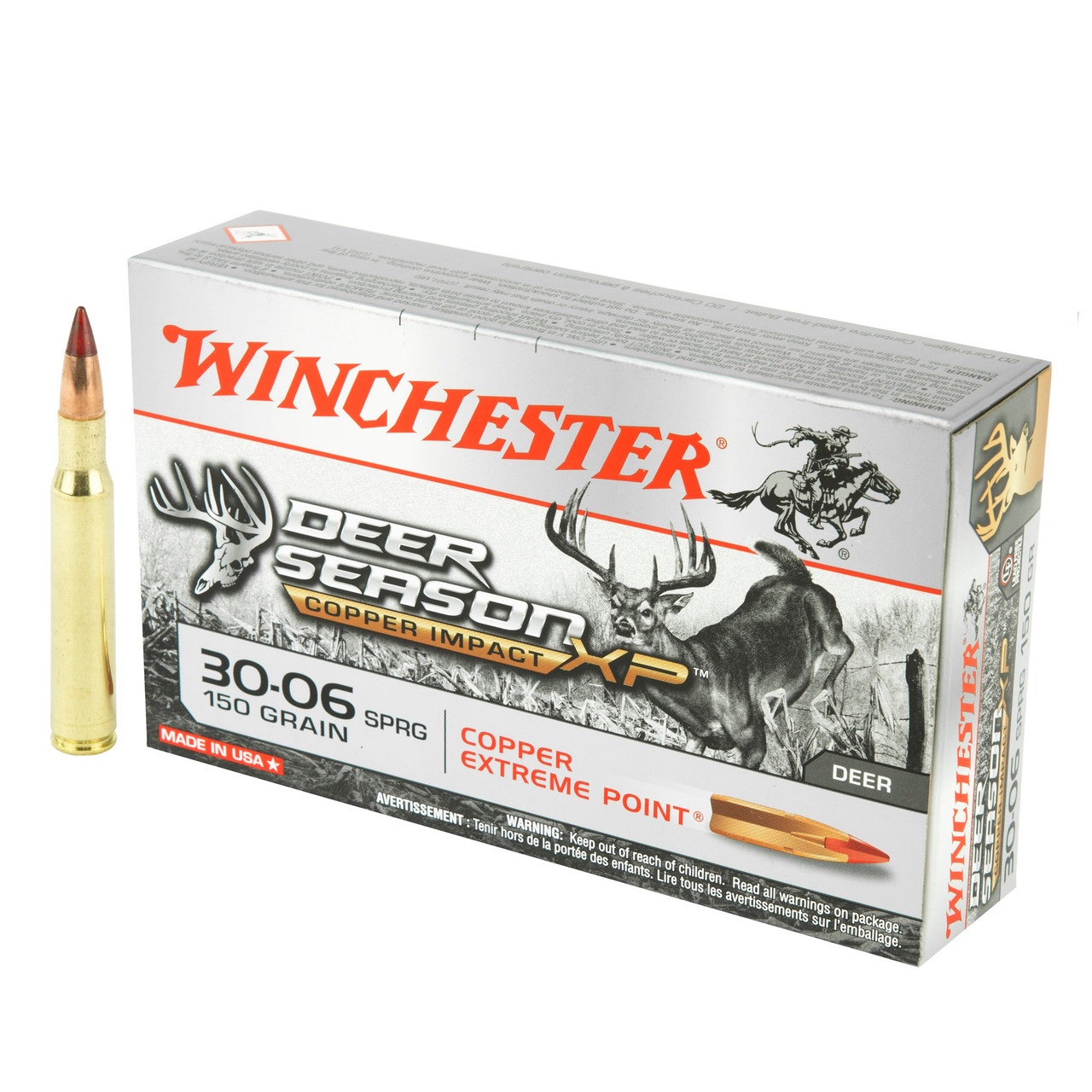 Winchester Deer Season XP Copper Impact .30-06 Springfield 150gr Solid Copper Polymer Tipped Boat Tail Lead-Free 200 rounds