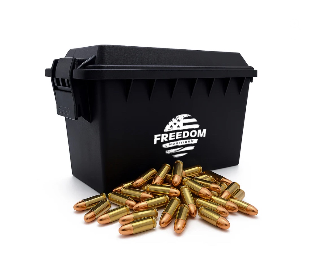 Bulk Freedom Munitions 9mm Luger Ammo- 115 Gr Round Nose (RN), 1000 rounds, Remanufactured