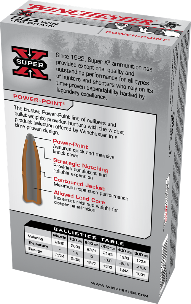 284 Winchester Super-X 150gr. Power Point Ammo
20 Rounds box - Image 3