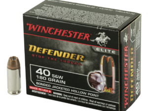 Winchester Defender 40 S&W Ammo 180 Grain Winchester PDX1 Bonded Jacketed Hollow Point Box of 50 rounds