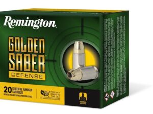 Golden Saber Defense, 45 Auto, 185 Grain, Brass Jacketed Hollow Point, 1015 fps 20 Rounds
