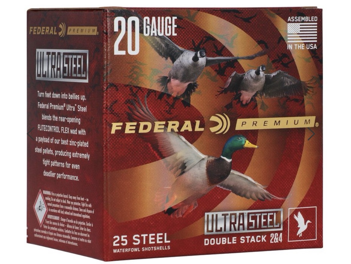 Ultra Steel, 20 Gauge, 2 and 4 Shot, 3 in, 1 oz, 1400 fps 250 rounds