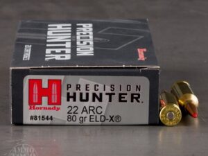 20rds – 22 ARC Hornady Precision Hunter 80gr. ELD-X Ammo