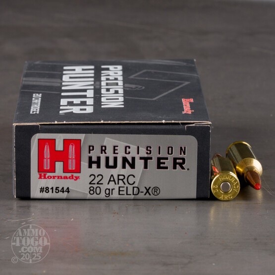 20rds – 22 ARC Hornady Precision Hunter 80gr. ELD-X Ammo