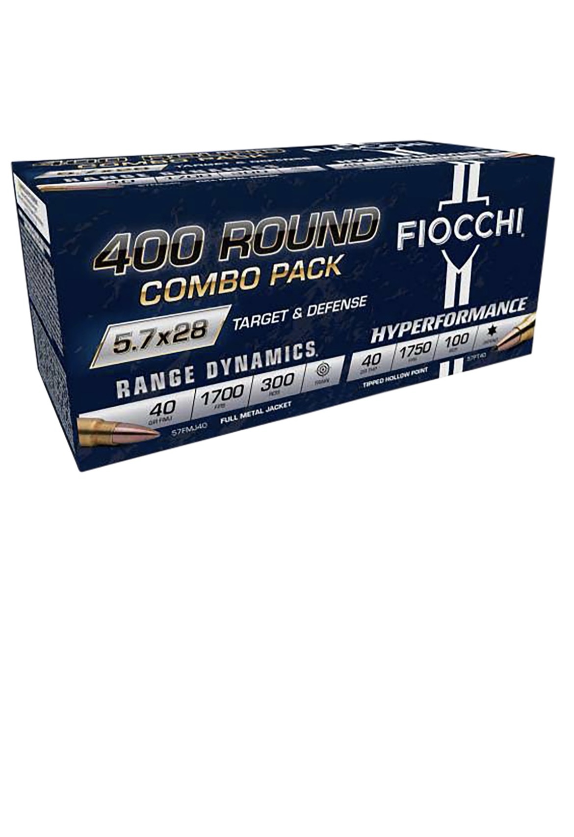 FIOCCHI 5.7X28MM COMBO PACK, 400RDS - 57COMPT