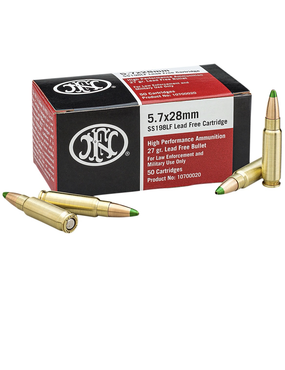FN HIGH PERFORMANCE 5.7X28MM 27GR JACKETED HOLLOW POINT AMMO, 50RD - 10700020