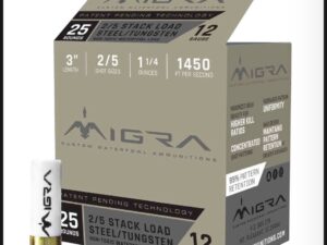 MIGRA AMMUNITION M12ST25 Combinational Tungsten 12 Gauge 3" 1 1/4 oz 2,5 Shot 25 Bx/ 10 Cs