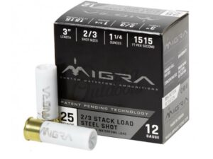 MIGRA AMMUNITIONS STEEL 2-3 SHOT 3" 12GA 1515FPS CASE- 250RD