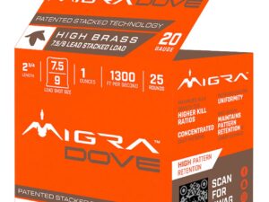 Migra High Brass Stacked Dove Shotshells M20LF759, 20 Gauge, 2 3/4", 1 oz, 1300 fps, 7.5/9 Shot, 25 Rd/bx
