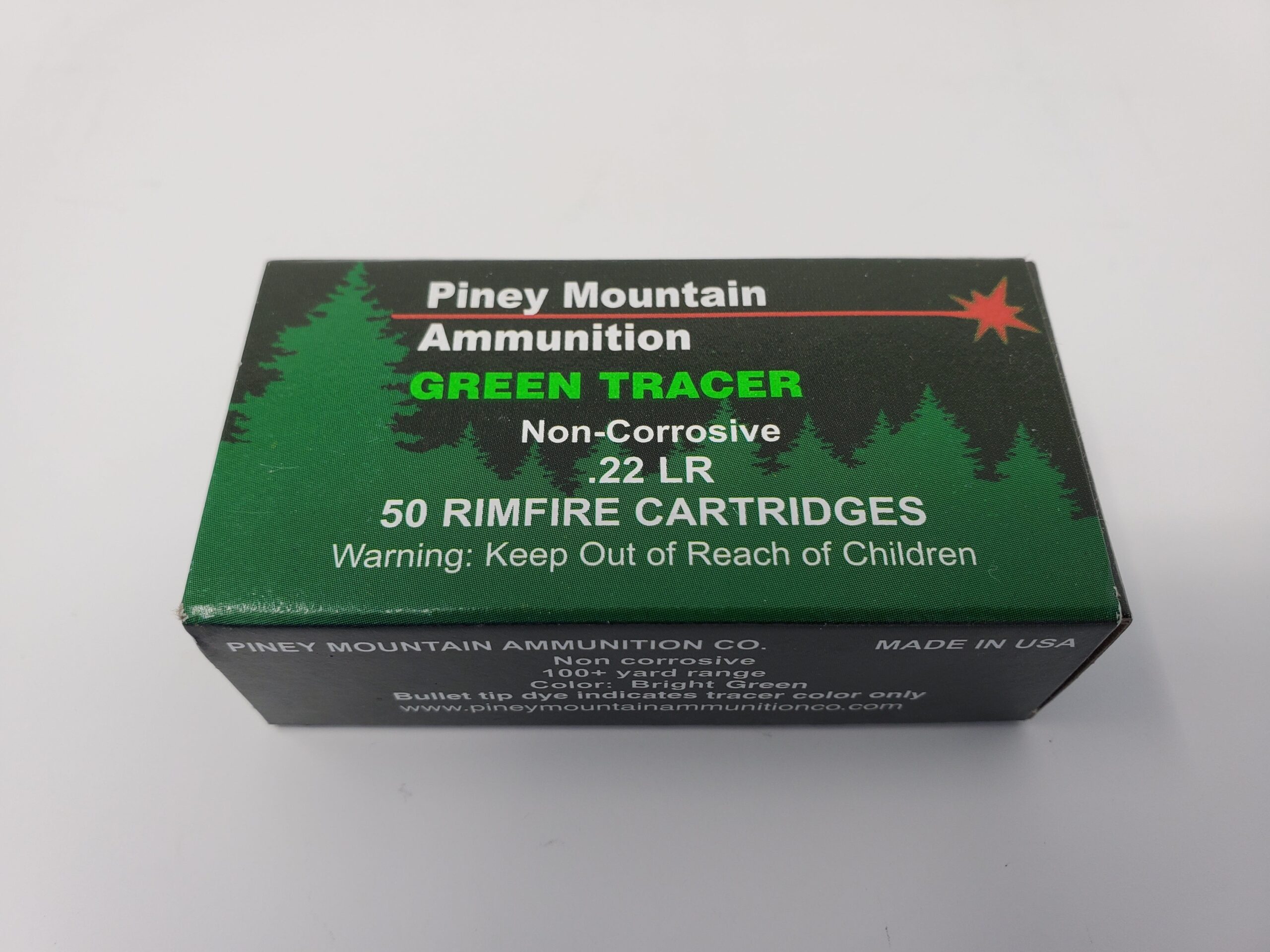 Piney Mountain Ammunition - GREEN TRACER - 22 LR 1500 Rounds