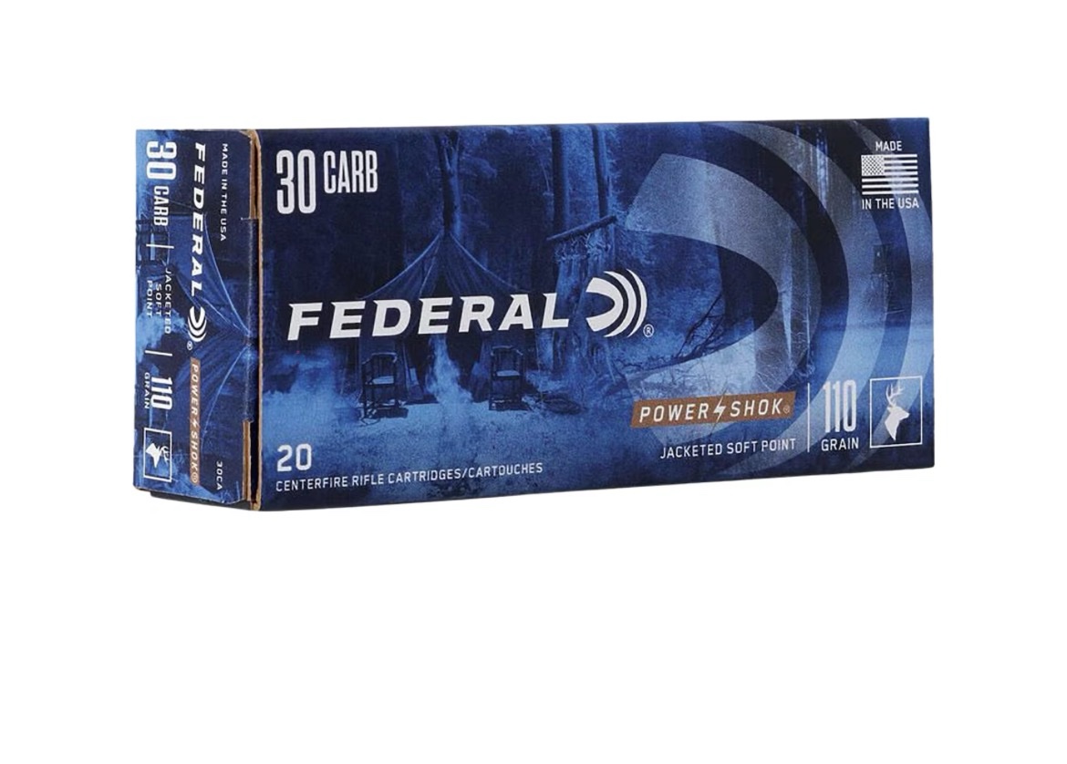 Federal Power-Shok 30 Carbine Ammo 110 Grain Jacketed Soft Point 250 rounds