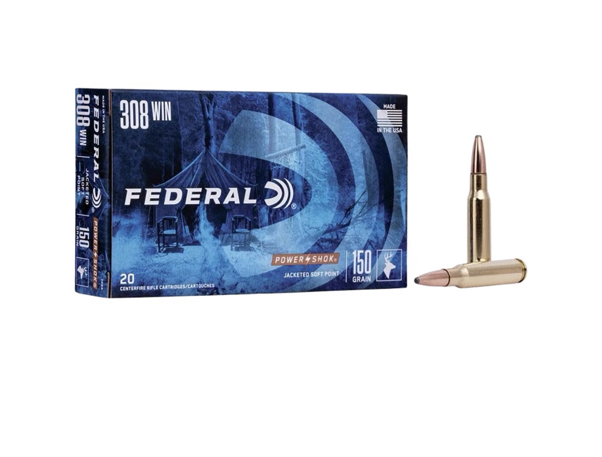 Federal Power-Shok 308 Winchester Ammo 150 Grain Jacketed Soft Point 250 Rounds